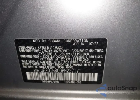 2023 Subaru Crosstrek Sport из США, поврежденный, VIN JF2GTHRC0PH227171